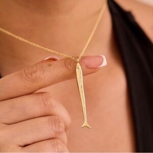 Sardines 14k Gold plated Fish Pendant Necklace NEW
